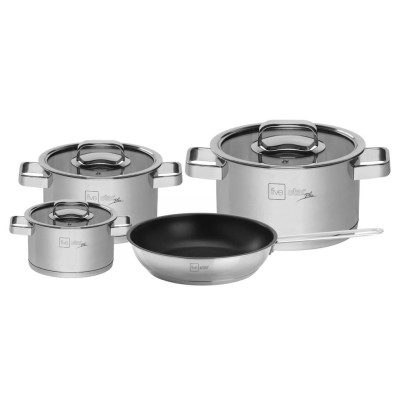 Bộ nồi chảo chống dính inox 304 Fivestar Plus 4 món nắp kính , 3 đáy dùng được bếp từ , hồng ngoại , gas - tặng 1 vá canh