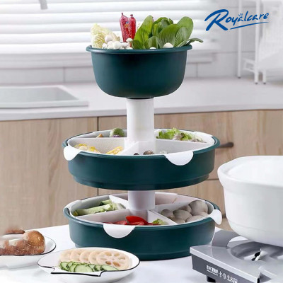 Khay đựng thức ăn , hoa quả , rau ăn lẩu đa năng Royal Care KL-2 xoay 360 độ nhiều ngăn phân loại thực phẩm