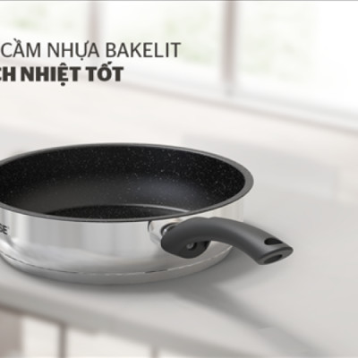 CHẢO CẠN INOX 5 ĐÁY Đáy từ SUNHOUSE IN20M4