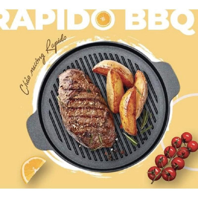 Chảo nướng gang Đức Rapido RG24-RF và RG26-RF tròn (Đen)