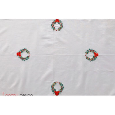 Khăn trải bàn thêu vòng holy 200x150 cm kèm 8 khăn ăn.