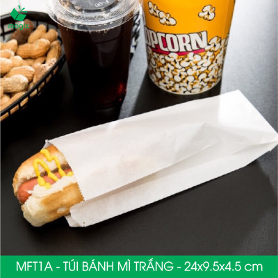 MFT1A - 24x9.5x4.5 cm - 100 Túi giấy bánh mì trắng