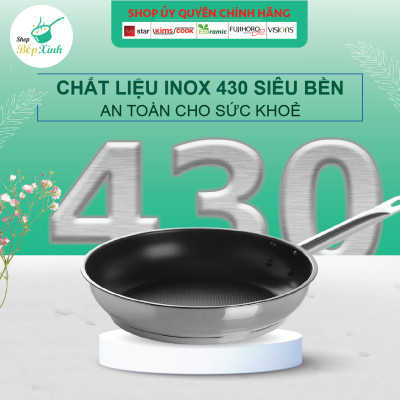Chảo chống dính và nắp kính Fivestar 30cm tặng 5 muỗng ăn