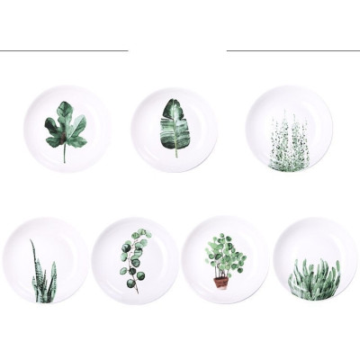 Dĩa sứ cao cấp phong cách Bắc Âu với hình cây cỏ sang trọng (Bán Riêng)