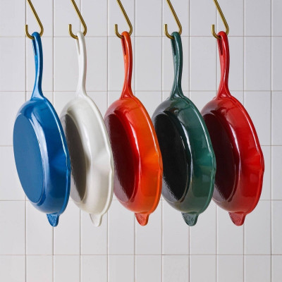 Chảo gang Le Creuset 23cm - Made in France hai màu xanh đỏ Hàng chính hãng