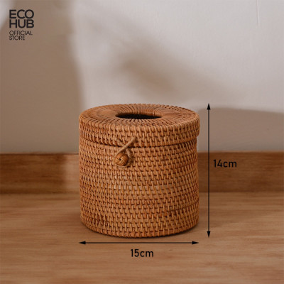 Hộp mây đựng khăn giấy ECOHUB thủ công (ECOHUB Rattan Tissue Box)