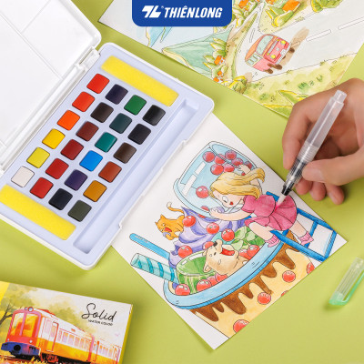 Màu nước nén 12/18/24 màu - Solid Water Color Thiên Long Colokit - Đạt tiêu chuẩn châu Âu
