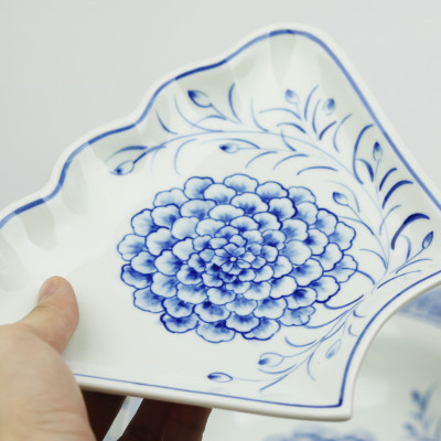 Bộ Đồ Ăn Hoa Mặt Trời Bát Tràng Men Ngọc -Khử Chì Và Kim Loại Nặng - Hoa Phù Dung Vẽ Tay-55cm