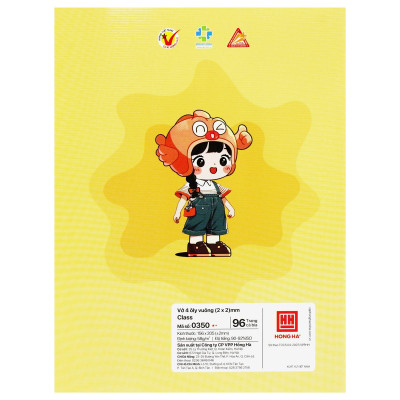 Tập Class Happy Day - 4 Ô Ly Vuông - 96 Trang 58gsm - Hồng Hà 0350 (Mẫu Bìa Giao Ngẫu Nhiên)