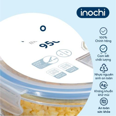 Hộp Cơm Thủy Tinh 2/3 ngăn, Hộp Thủy Tinh Đựng Thức Ăn NIKKO Tiêu Chuẩn Nhật Bản - Chính hãng inochi (Tặng kèm khăn lau tay đa năng pakasa)