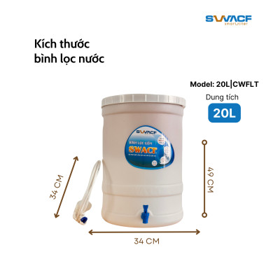 Bình lọc nước uống trực tiếp SWACF 20L | CWFLT, lõi lọc 10L, tốc độ lọc 2 - 4 lít/giờ, giữ khoáng thiết yếu - Công nghệ Mỹ