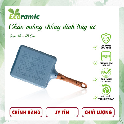 Chảo Vuông Vân Đá Đáy Từ Ecoramic Chính Hãng Cao Cấp, Chống Dính, Siêu Bền