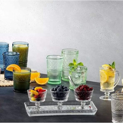 Sét ly kem 8 món pha lê màu Godinger Dublin Claro Hàng chính hãng