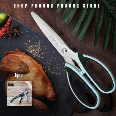 Kéo Hàn Quốc Nhà Bếp Kéo Cắt Gà Cắt Đồ Đa Năng Cao Cấp ( Tặng Khui Hộp 3 in 1 )