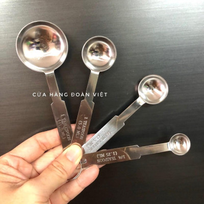 Muỗng Đong Định Lượng Inox - Bộ 4 Cây. Chuyên phục vụ Sp Gia dụng, Khuôn làm bánh, Dụng cụ học Sinh, Nhà hàng, Quán ăn