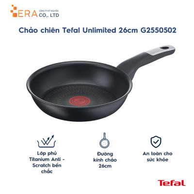 Chảo chiên chống dính đáy từ Tefal Unlimited 26cm,dùng cho mọi loại bếp- Sản xuất tại Pháp - Hàng chính hãng