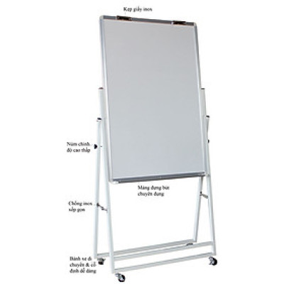Bảng Flipchart chân gấp 80x120cm-Mặt bảng trắng không ô ly 80x120cm