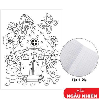 Tập Học Sinh Tô Màu Mushroom-House - Bìa Kiếng - 4 Ô Ly - 96 Trang 100gsm - The Sun