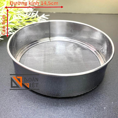Dụng cụ RẮC CACAO, RÂY BỘT INOX loại nhỏ 14, 5cm - Dụng cụ làm bánh lưới khít, pha chế vợt lược rau má dừa, rắc Ca Cao.