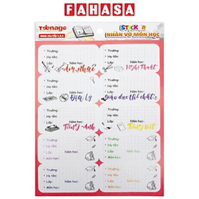 Bộ 3 Sticker Nhãn Vở Môn Học - Teenage NV-01