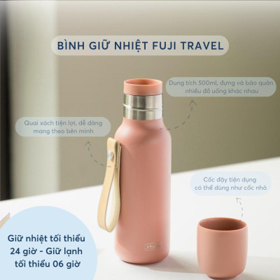 Bình Giữ Nhiệt Fuji Travel 500 ml - Inochi HNK.BNFT.3139 (Mẫu Màu Giao Ngẫu Nhiên)