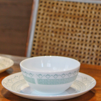 Đĩa Sâu Thủy Tinh Luminarc Diwali Geomatric Blue 20cm đựng thức ăn, cường lực, chịu nhiệt - Bộ 3 đĩa - V6538