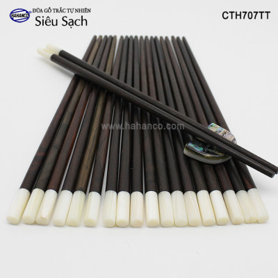 Đũa gỗ Trắc đầu ốc xà cừ trắng (Hộp 10 Đôi tròn) CTH707TT - Tặng kèm hộp đẹp làm quà tặng