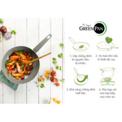 [ GIÁ SỐC DÙNG THỬ ] Chảo chống dính Ceramic 20cm lòng sâu GreenPan Cambridge - 640431