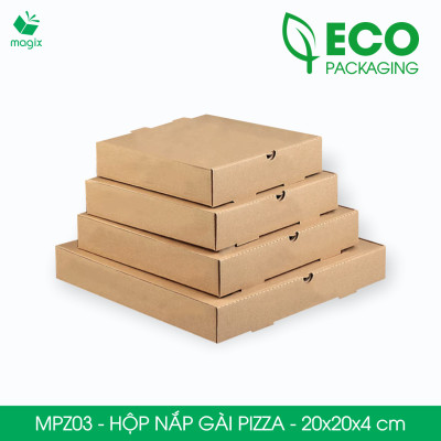 MPZ03 - 20x20x4 cm - 60 Hộp nắp gài pizza đa dụng - Hộp nắp gập, hộp carton gói hàng, hộp quà