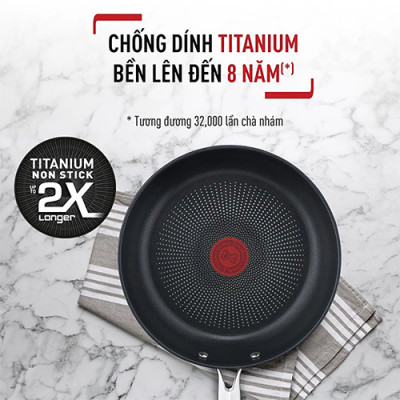 Chảo chiên Inox Tefal Duetto Plus (24cm/26cm/28cm) - Hàng chính hãng