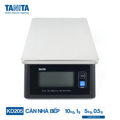 Cân tiểu ly điện tử nhà bếp chống nước IPX4 TANITA KD205,Chính hãng nhật bản (10kg-0.5g)có trừ bì,bền đẹp,chính xác,sử dụng làm bánh,cân tổ yến,cân hải sản và y học,tặng kèm pin