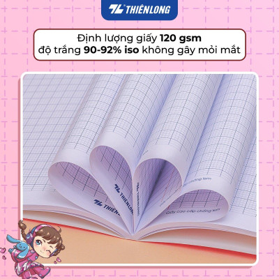 Tập học sinh chống lem 96 trang 4 ô ly vuông 2mm 120gsm Thiên Long NB-121/AK - Phiên bản Akooland - Mẫu ngẫu nhiên