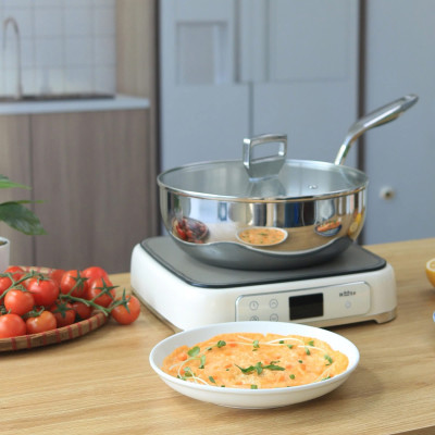 Chảo Sâu Lòng Inox 316 Đúc Liền Khối Hàn Quốc, size 20/24/26cm, Dùng Mọi Loại Bếp, Chống Dính Tự Thân