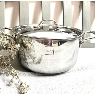 Nồi Luộc Gà Inox FiveStar 3 Đáy Nắp Inox 26cm - Siêu Đẹp Siêu Bền. Chuyên phục vụ Sp Gia dụng, Khuôn làm bánh, Dụng cụ h