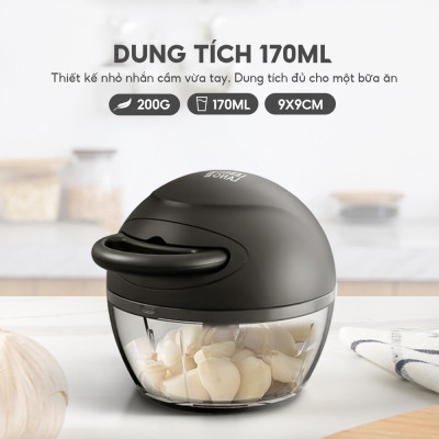 Dụng cụ xay tỏi ớt, thực phẩm Lebenlang LBL3888 dung tích 170ml, lưỡi dao 3 cánh sắc bén, dây rút tiện lợi - hàng chính hãng