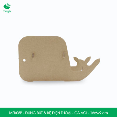MFK08B - Đựng bút & kệ điện thoại bằng giấy carton - Hộp bút kiểu dáng Cá voi - 16x6x9 cm
