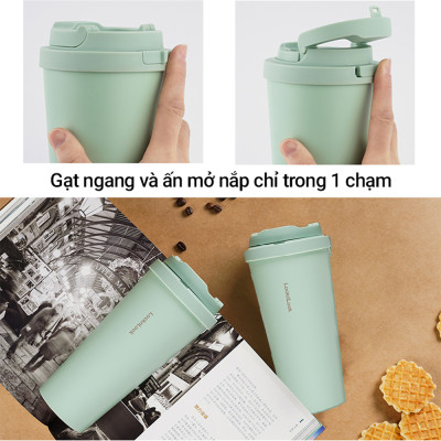Ly giữ nhiệt LocknLock 550ml màu xanh mint độc quyền LHC3249MIT - Hàng chính hãng, mở nắp một chạm, chất liệu thép không gỉ miệng ly rộng - JoyMall