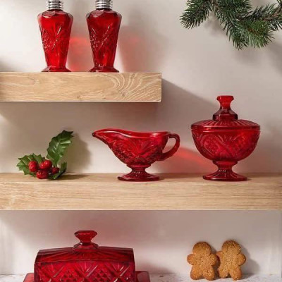 Set Pha Lê 5 Món Godinger Dublin Đỏ Mùa Lễ Hội Hàng chính hãng