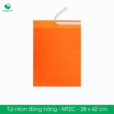 MT2C - 28x42 cm - Túi nilon gói hàng - 100 túi niêm phong đóng hàng màu cam