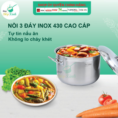 Nồi Inox 430 Bếp Từ 3 Đáy Fivestar (36 cm) Nắp Inox + Tặng 5 Muỗng Ăn Inox Cao Cấp