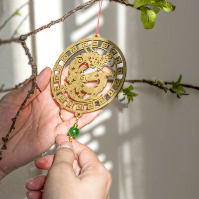 Combo 6D - Bộ 6 dây treo trang trí Tết Khai Lộc Hoàng Kim màu đỏ, trang trí mai, đào