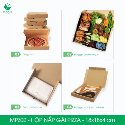 MPZ02 - 18x18x4 cm - 20 Hộp nắp gài pizza đa dụng - Hộp nắp gập, hộp carton gói hàng, hộp quà