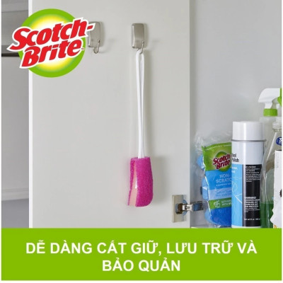 Cây cọ rửa bình, chai lọ 3M Scotch-Brite, lớp mút cao cấp lấy sạch vết bẩn, 1 cây, 5x36x3cm, Dùng cọ rửa bình, chai lọ