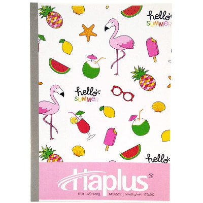 Combo 5 Tập Fruit Kẻ Ngang 120 Trang ĐL 58-60g/m2 - Haplus 5662 (Mẫu Màu Giao Ngẫu Nhiên)