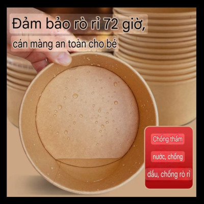 Combo 50 bộ Tô giấy kraft 1000ml & 750ml kèm nắp PET