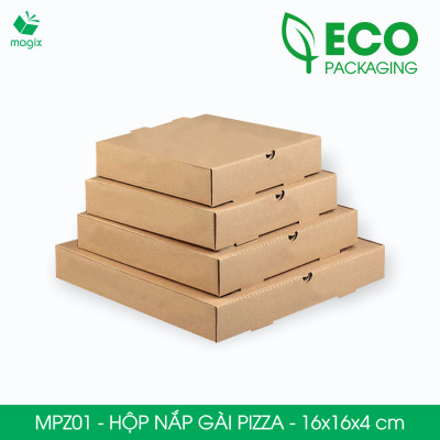 MPZ01 - 16x16x4 cm - 100 Hộp nắp gài pizza đa dụng - Hộp nắp gập, hộp carton gói hàng, hộp quà