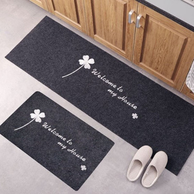 Bộ 2 thảm 2D nhà bếp đế cao su chống trượt 120x40 và 60x40 + kèm 2 khăn lau 30x30 (màu ngẫu nhiên) 