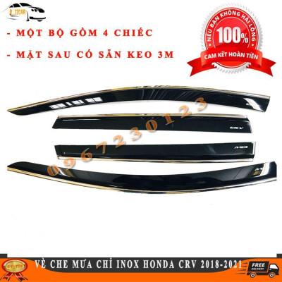 Vè Che Mưa Chỉ Inox Cao Cấp Honda CRV 2018-2021 Bóng Loáng