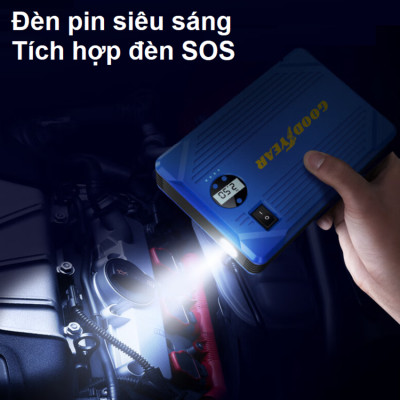 Bộ kích bình ắc quy kiêm bơm lốp và sạc dự phòng dung lượng 10400mAh dùng cho ô tô thương hiệu Mỹ cao cấp Goodyear GY-5282 - Hàng Nhập Khẩu
