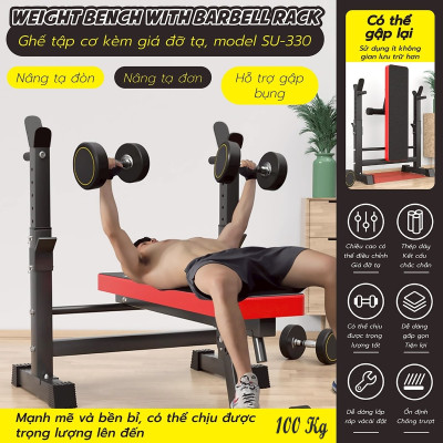 BG Ghế Tập Tạ SU- 330 - 331 Đa Năng Kết Hợp Giá Đỡ ,Hỗ trợ tập các bài tập tạ, cơ bụng, cơ tay gấp gọn  (hàng nhập khẩu)